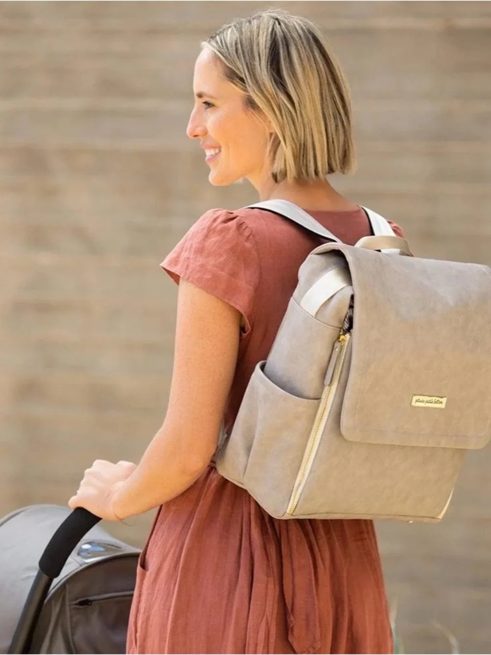 Boxy Backpack in Grey Matte Leatherette